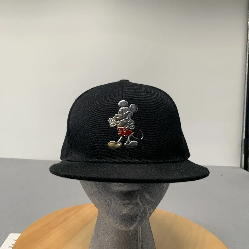 Disney 100 Mickey Mouse Chrome Enamel Snapback Hat Black 100th Anniversary NWOT